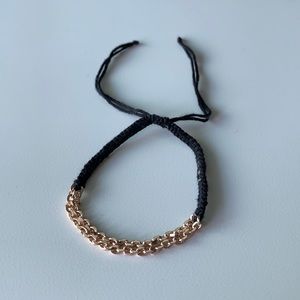 Bracelet- black and gold chain sliding knot